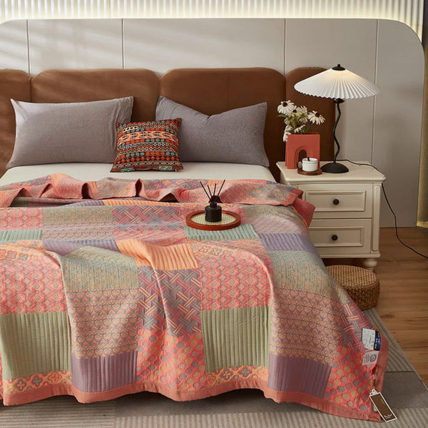 Reversible Colorful Cotton Square Quilt - Image 2