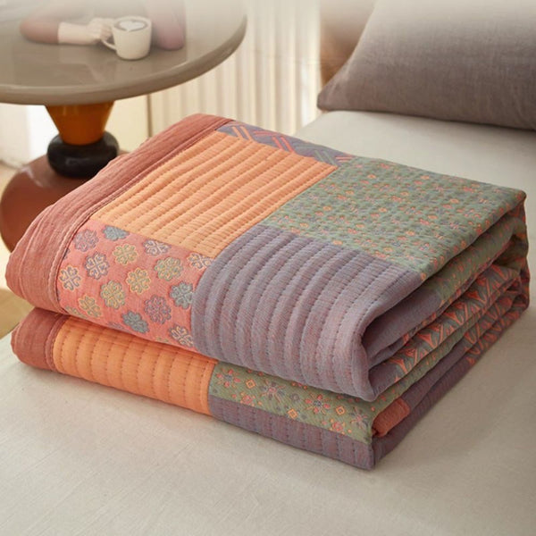 Reversible Colorful Cotton Square Quilt - Image 3