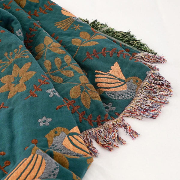 Reversible Scandinavian Bird Throw Blanket - Image 4